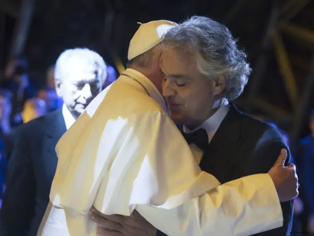 Pope Francis and Andrea Bocelli