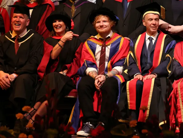 Ed Sheeran and others at graduation ceremony