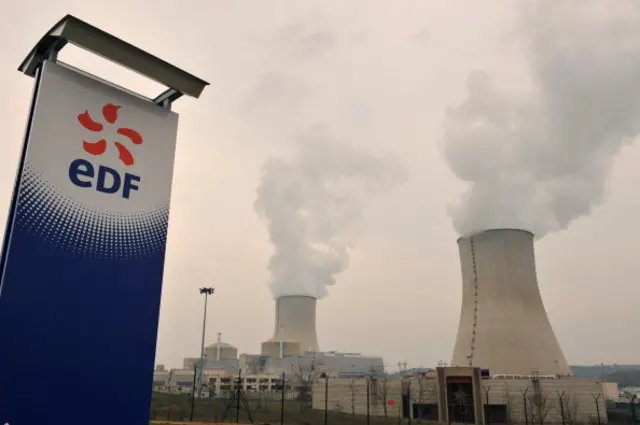 EDF sign with cooling towers in the background