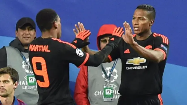 Anthony Martial and Antonio Valencia