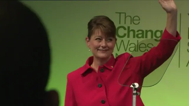 Leanne Wood takes applause after her speech