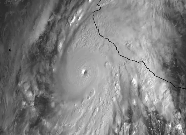 An aerial view of Hurricane Patricia