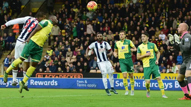 Salomon Rondon rises to thump home a header for West Brom