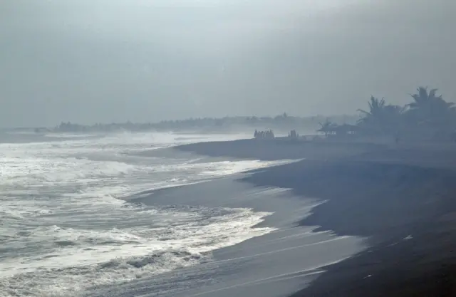 Waves break on the beach in Boca de Pascuales, Colima State, Mexico, on October 22, 2015.