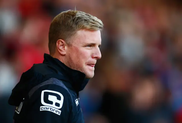 Eddie Howe of Bournemouth looks on