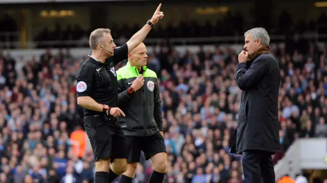 Jose Mourinho is sent off