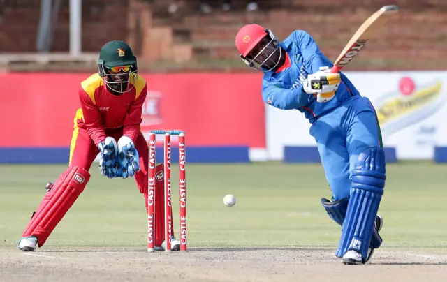 Usman Ghani in action for Afghanistan vs Zimbabwe