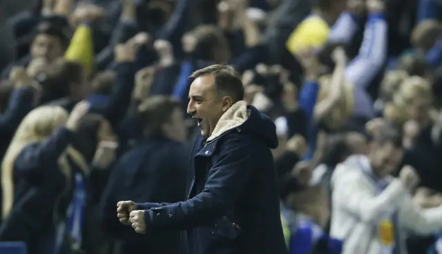 Sheffield Wednesday manager Carlos Carvalhal celebrates a goal