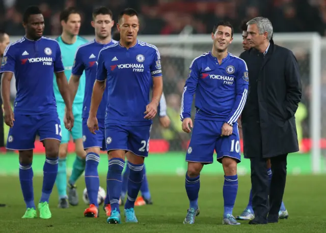 Chelsea's players at half-time in extra time