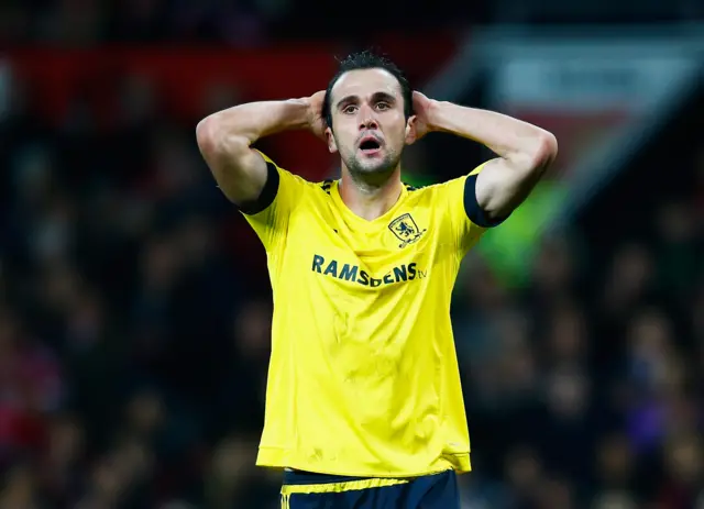 Enrique Garcia of Middlesbrough reacts