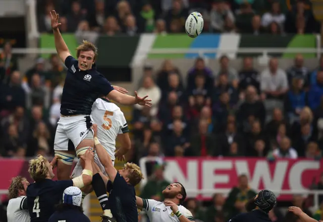 Scotland's Jonny Gray steals a line-out