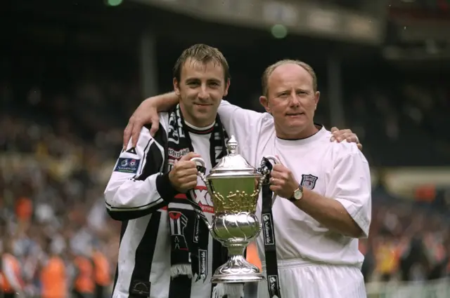 Kevin Donovan and Grimsby manager Alan Donovan