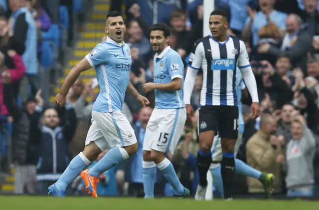 Sergio Aguero celebrates