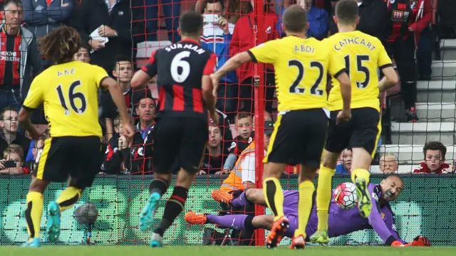 Gomes saves a penalty from Glenn Murray