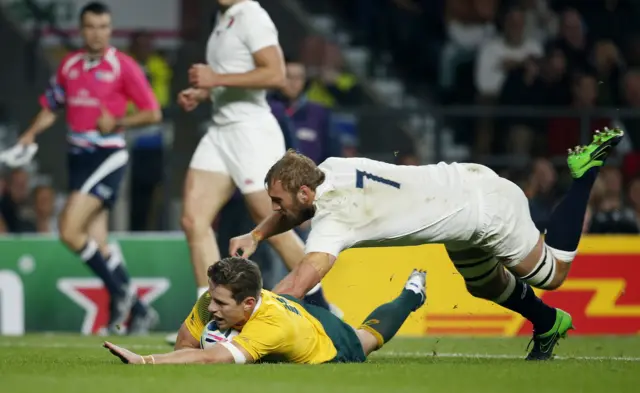 Bernard Foley scores a try