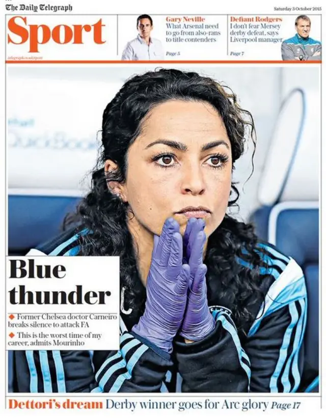 Saturday's Telegraph Sport front page