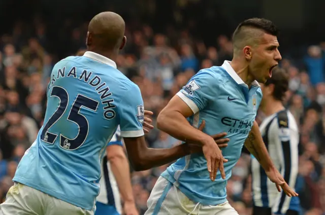 Aguero celebrates