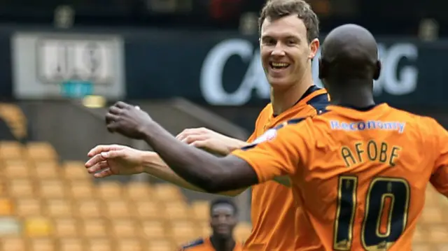 Kevin McDonald celebrates scoring for Wolves