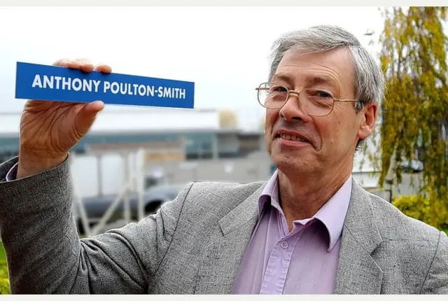 Anthony Poulton-Smith with a Countdown desk name plate