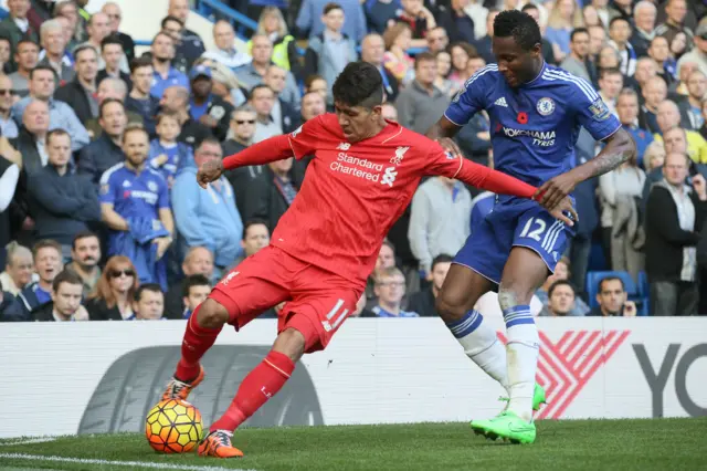 Roberto Firmino and John Mikel Obi