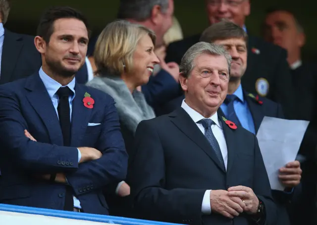 Frank Lampard and Roy Hodgson are in the stands