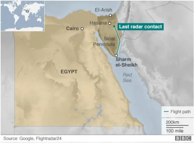 Map of flight path