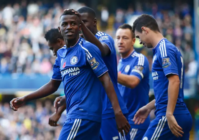 Ramires is congratulated by his Chelsea team-mates