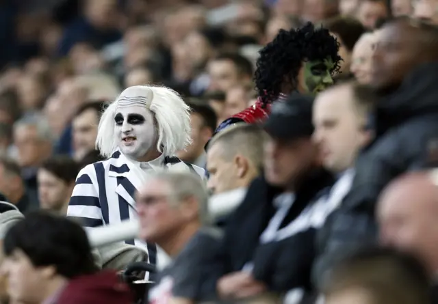 A fan in Halloween costume at the Newcastle v Stoke match