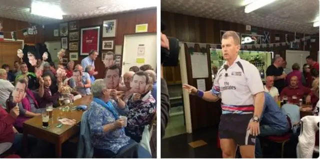 Rugby fans in Nigel Owens masks