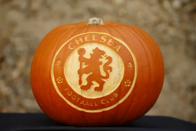 A carved Chelsea pumpkin for Halloween