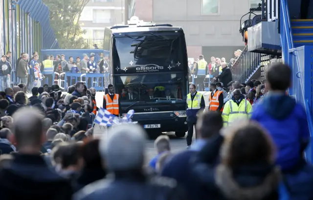 The Liverpool bus arrives