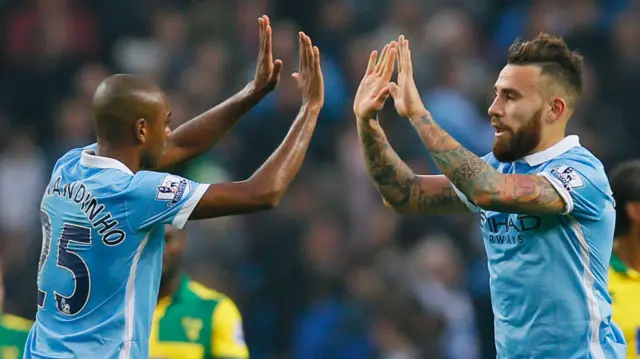 Fernandinho and Nicolas Otamendi