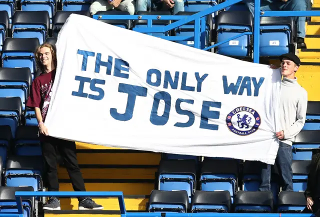 Chelsea fans show their support for Jose Mourinho