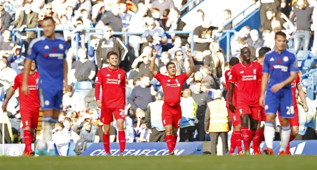 Philippe Coutinho celebrates his goad