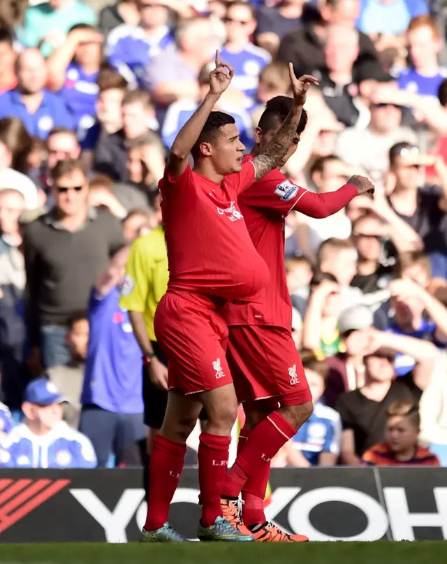 Philippe Coutinho celebrates his goal