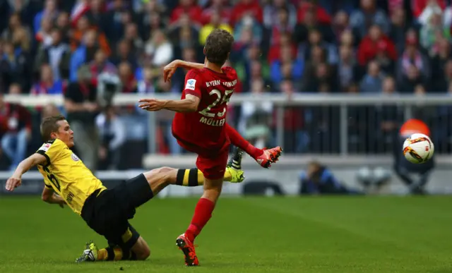 Thomas Muller scores for Bayern Munich