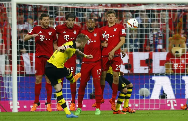 Marco Reus takes a free kick