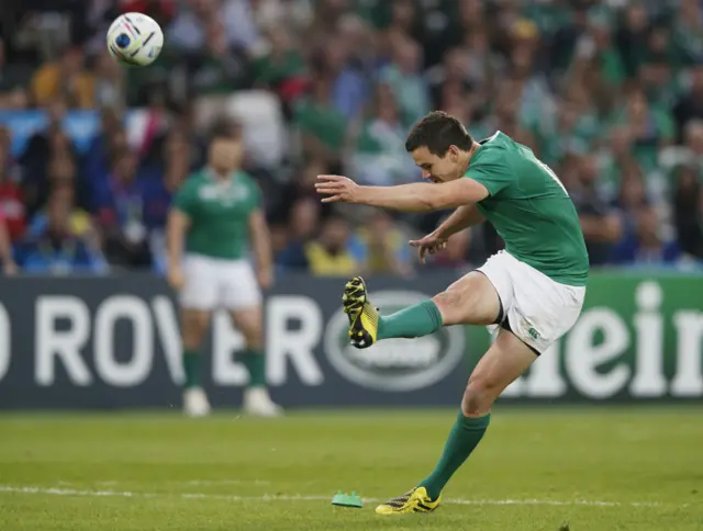 Jonny Sexton kicks a penalty