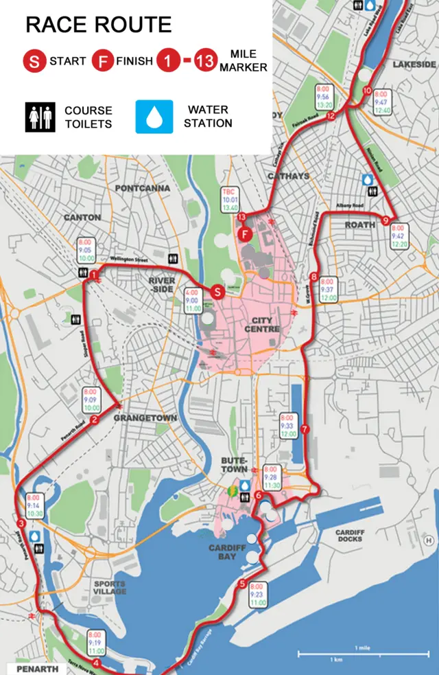 Cardiff Half Marathon map