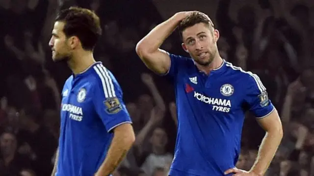 Chelsea players Cesc Fabregas (left) and Gary Cahill