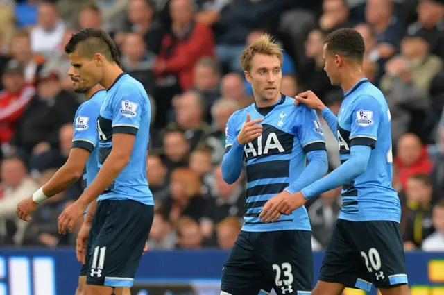 Christian Eriksen celebrates his equaliser