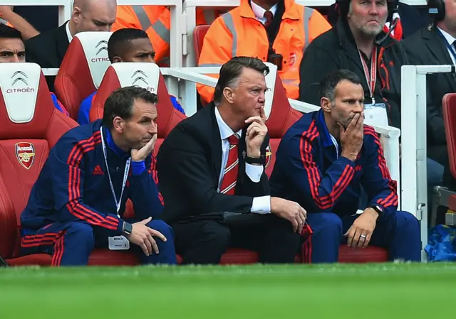 Louis van Gaal watches on