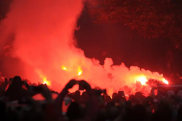 Atletico Madrid with flares