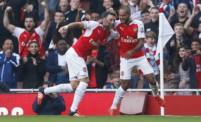 Mesut Ozil celebrates