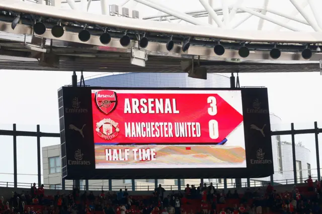 The scoreboard at Emirates Stadium