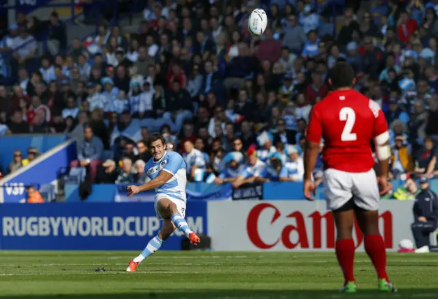 Nicolas Sanchez kicks a penalty