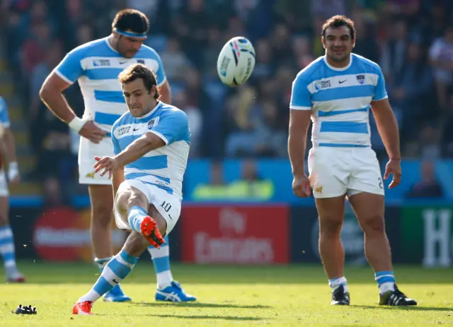 Nicolas Sanchez kicks a penalty