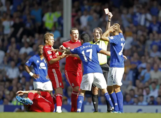 Jack Rodwell is shown a red card