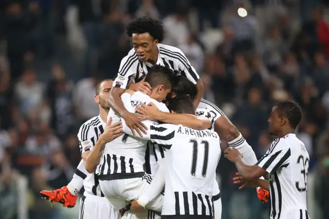 Juventus players celebrate