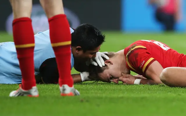 Liam Williams receives treatment